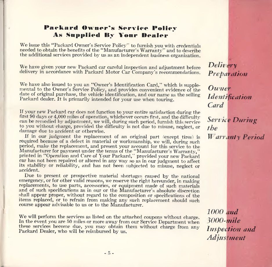 1953 Packard Owners Manual Page 6